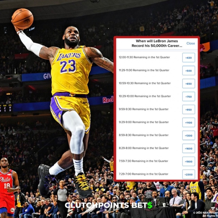 僅差1分！詹姆斯今日何時破五萬分賠率：開場30秒內(nèi)最被看好